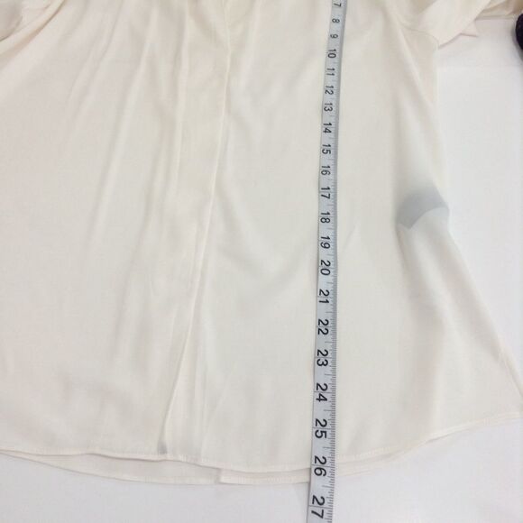 Kobi White Carla Sheer Long Sleeve V-Neck Colorblock Lace Trim Blouse XS - Picture 7 of 7